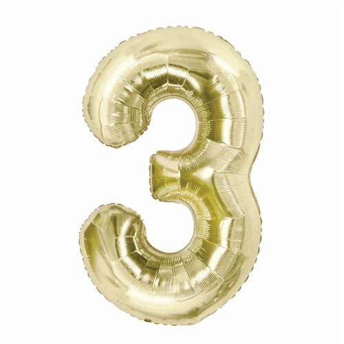 Balon Foliowy 85cm Cyfra 3 - Szampan