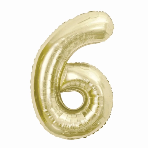 Balon Foliowy 85cm Cyfra 6 - Szampan