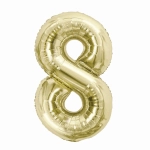 Balon Foliowy 85cm Cyfra 8 - Szampan