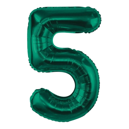Balon Foliowy 85cm Cyfra 5 - Zielony