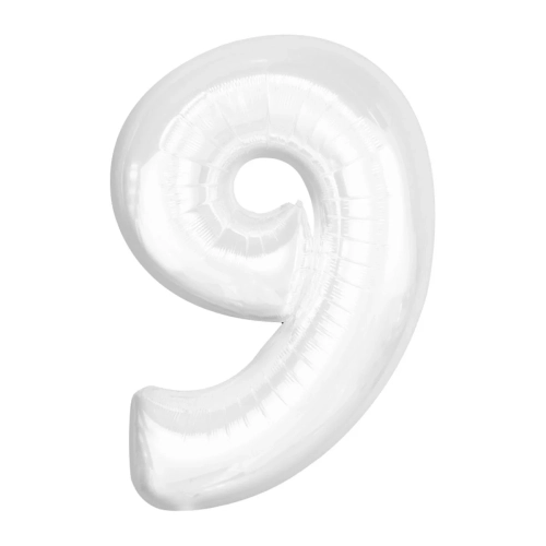 Balon Foliowy 92cm Cyfra 9 - Biały