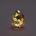 Jajko Szklane LED Kwiaty 7x9,5cm - Ciepły Biały