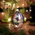 Jajko Szklane LED Kwiaty 7x9,5cm - Ciepły Biały