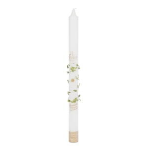 Świeca Liturgiczna Chrzest Listki/Kwiat VZ - Biały/Złoty