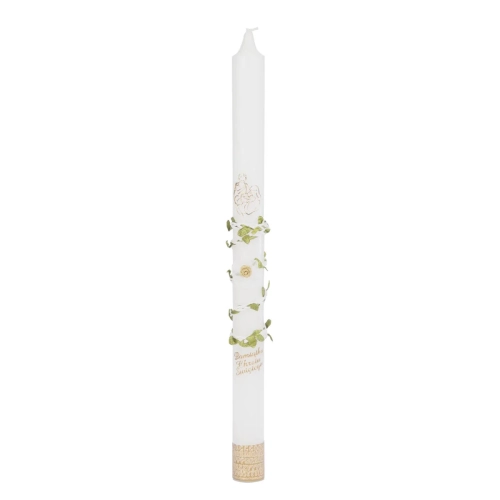 Świeca Liturgiczna Chrzest Listki/Kwiat VZ - Biały/Złoty