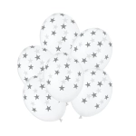 Balony Lateksowe Srebrne Gwiazdki 30cm kpl. 6szt