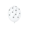 Balony Lateksowe Srebrne Gwiazdki 30cm kpl. 6szt