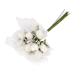Róże z Pianki z Tiulem 10cm kpl. 12szt - Biały