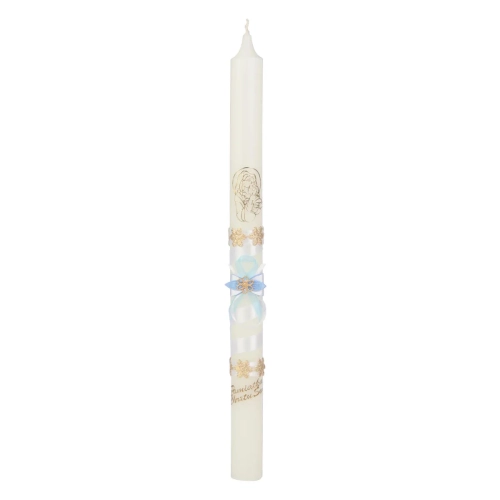Świeca Liturgiczna Chrzest 42cm NZ - Niebieski/Złoty
