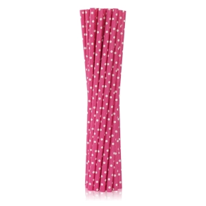 Słomki Papierowe Różowe w Groszki 20cm kpl. 40szt 