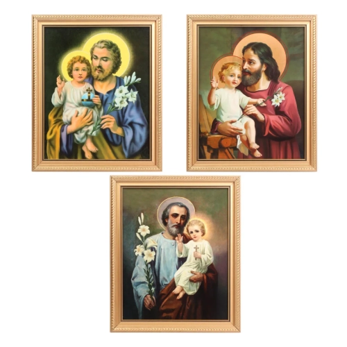 Obraz Święty Józef z Dzieciątkiem 28x23cm - Złota Ramka