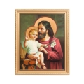 Obraz Święty Józef z Dzieciątkiem 28x23cm - Złota Ramka