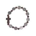 Różaniec Bransoletka 1-10tka Drewno/Św. Benedykt BC1879