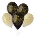 Balony Lateksowe Marble 33cm kpl. 5szt - Czarny/Beżowy