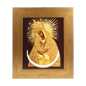 Obraz Matka Boska Ostrobramska 33x28cm - Złota Ramka