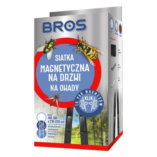 Bros Siatka Magnetyczna na Drzwi Biała 160x220cm 