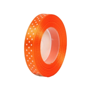 Wstążka Satynowa w Kropki 12mmx22,5m - Pomarańczowy Nr 25