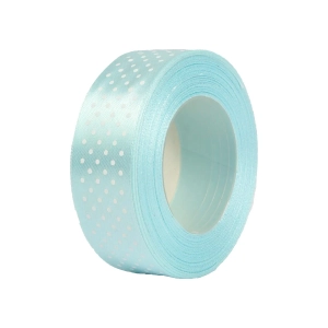 Wstążka Satynowa w Kropki 25mmx22m – Błękitny Nr 104
