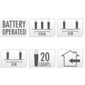 Lampki LED 20 Diod Łezka na Baterie - Biały Zimny
