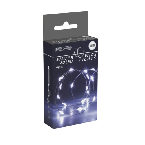 Lampki LED 20 Diod Łezka na Baterie - Biały Zimny