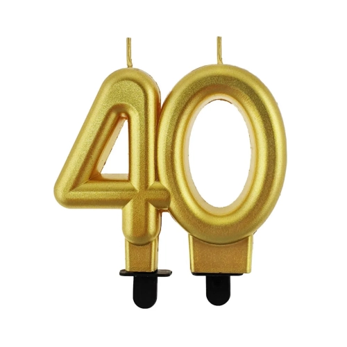 Świeczka Urodzinowa Cyfra 40 Metaliczna - Złoty