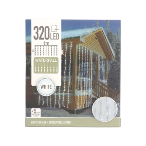 Kurtyna Świetlna LED 320 Diod 100cm Programator - Biały Zimny