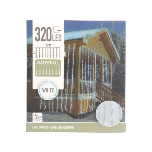 Kurtyna Świetlna LED 320 Diod 100cm Programator - Biały Zimny