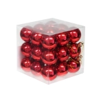 Bombki Plastikowe 40mm kpl. 27szt Błysk - Czerwony