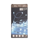 Lampki LED 120 Diod na Druciku Timer/Programator - Zimny Biały