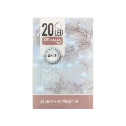 Lampki LED 20 Diod na Baterie - Biały Zimny