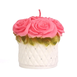 Świeca Rose Box 12x10cm - Różowy