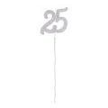 Pik Cyfra 25 z Brokatem 25cm kpl. 5szt - Srebrny 