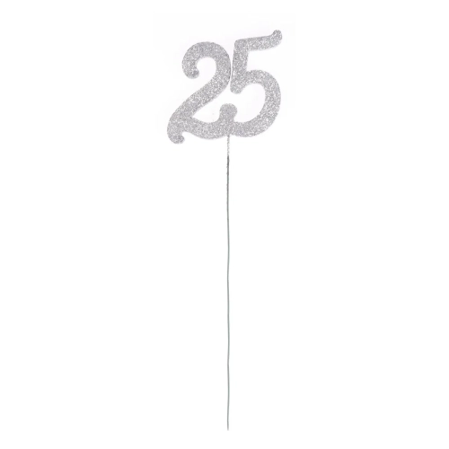 Pik Cyfra 25 z Brokatem 25cm kpl. 5szt - Srebrny 