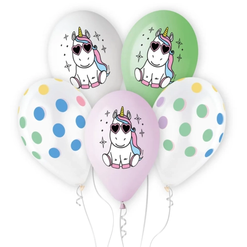 Balony dla Dzieci Wesoły Jednorożec 33cm kpl. 5szt