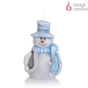 Świeca Figurka Bałwanek 12,5cm - Biały/Niebieski