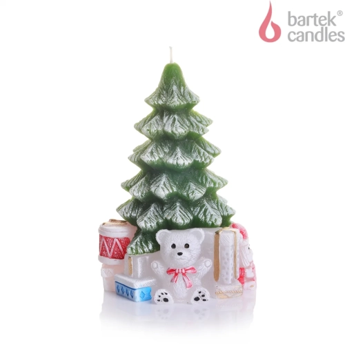 Świeca Choinka z Prezentami 15cm - Zielony