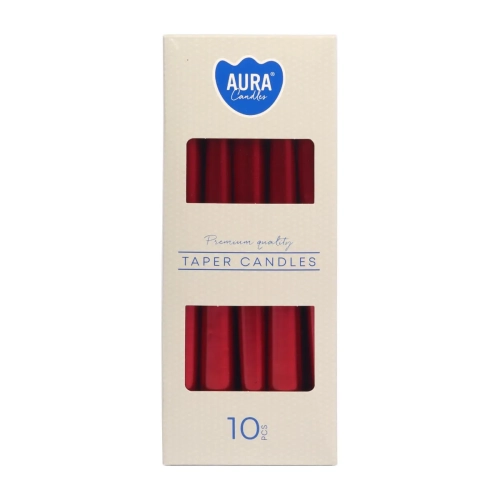 Świeca Gładka Stożkowa 24,5cm kpl. 10szt Metalik - Czerwony