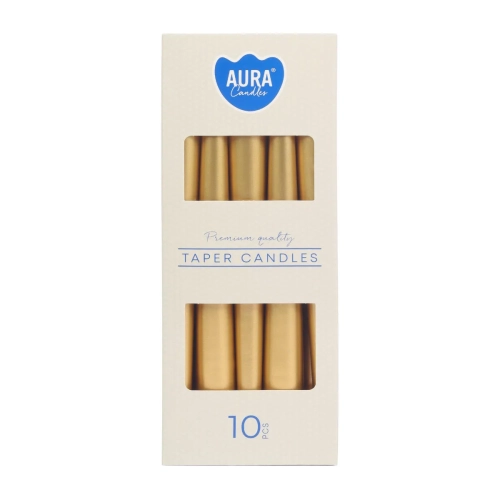 Świeca Gładka Stożkowa 24,5cm kpl. 10szt - Złoty