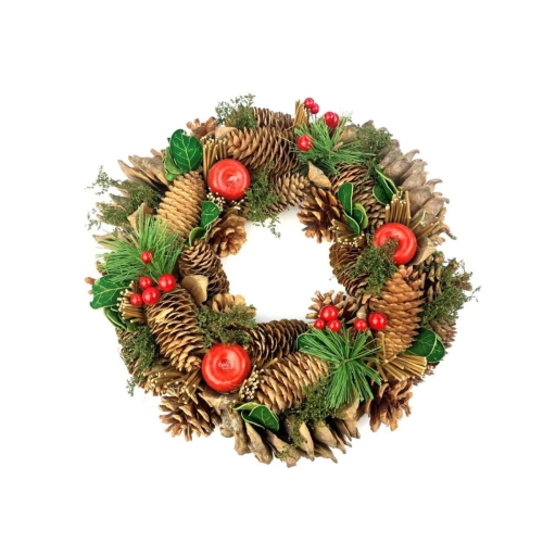 Wianek Bożonarodzeniowy z Jabłkami i Szyszkami 30cm 