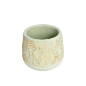 Osłonka Ceramiczna Złote Liście 7,5x9cm - Zielony