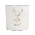 Lampion Szklany na Podgrzewacz Jeleń 15cm - Biały/Złoty
