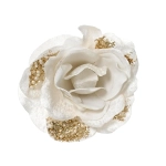 Róża z Koralikami na Klipsie 13cm - Biały