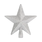 Czubek na Choinkę Gwiazda Srebrna z Brokatem 19cm 