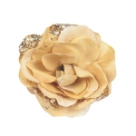 Róża z Koralikami na Klipsie 13cm - Złoty