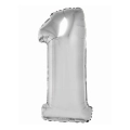 Balon Foliowy 92cm Cyfra 1 - Srebrny 
