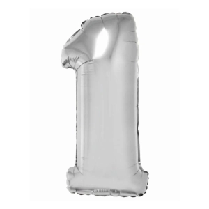 Balon Foliowy 92cm Cyfra 1 - Srebrny 