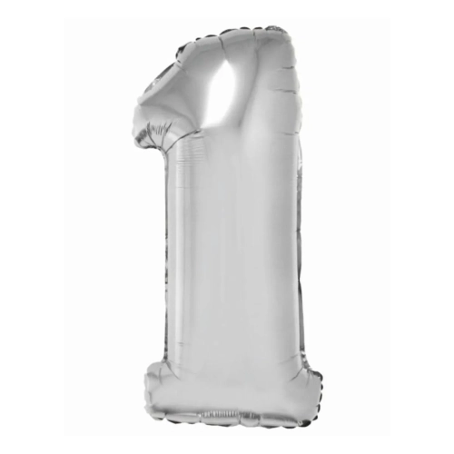 Balon Foliowy 92cm Cyfra 1 - Srebrny 