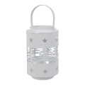 Lampion Świąteczny Metalowy Las 20cm - Biały