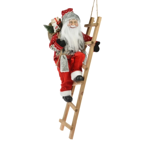 Mikołaj Dekoracyjny na Drabinie 65cm