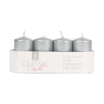 Świeca Adwentowa Słupek 4x7cm kpl. 4szt Metalik - Srebrny